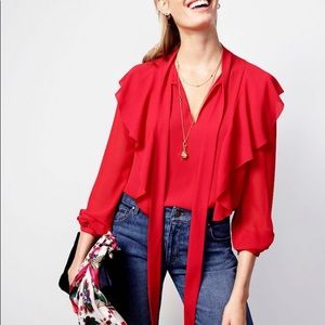 Ann Taylor red tie blouse - size MP